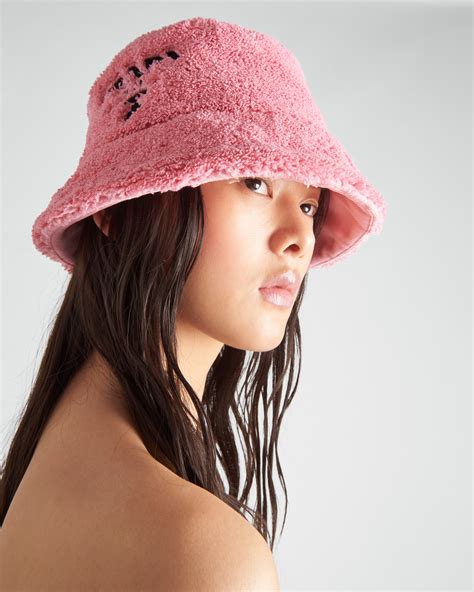 Petal Pink/black Terrycloth Bucket Hat 